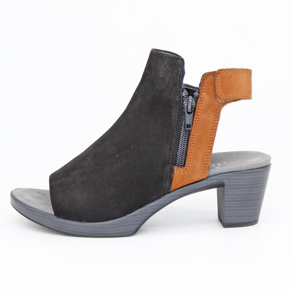 Women's Naot ‘Favorite’ Black|Hawaiian Brown Peep Toe Bootie: Size 7 - Picture 1 of 9